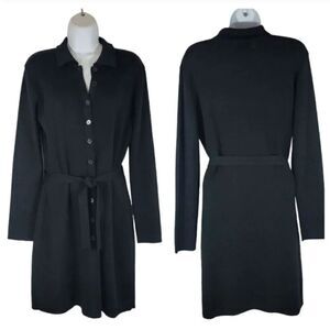 Vintage 90's Y2K Esprit de Corp Wool Button Down Belted Knit Dress Size Medium